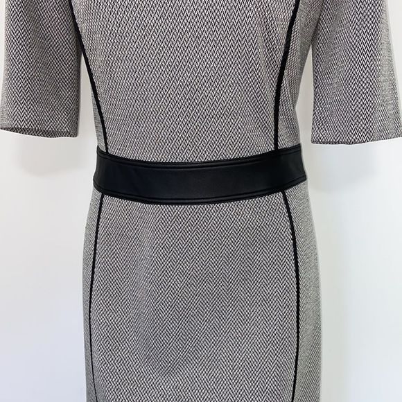 Theory Dress “Calvin Elmore” Houndstooth Leather Accent Trims NWOT Med - Picture 3 of 7